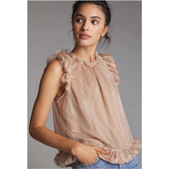 Anthropologie Maeve Ruffled Tulle Tank NWT Size XL - Picture 4 of 14